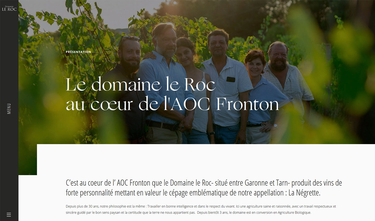 Création de site internet : Domaine le Roc